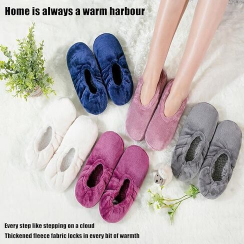 GLENMEARL 2 Pairs Slipper Socks for Women with Grippers, Non Slip Soft Sole Winter Warm Womens Slipper Socks, Fluffy Fuzzy Warm Thick Socks Indoor in Saudi Arabia