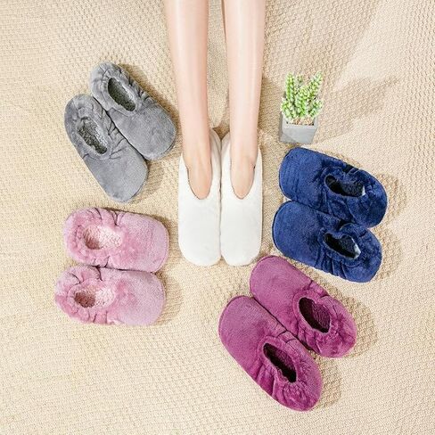 GLENMEARL 2 Pairs Slipper Socks for Women with Grippers, Non Slip Soft Sole Winter Warm Womens Slipper Socks, Fluffy Fuzzy Warm Thick Socks Indoor in Saudi Arabia