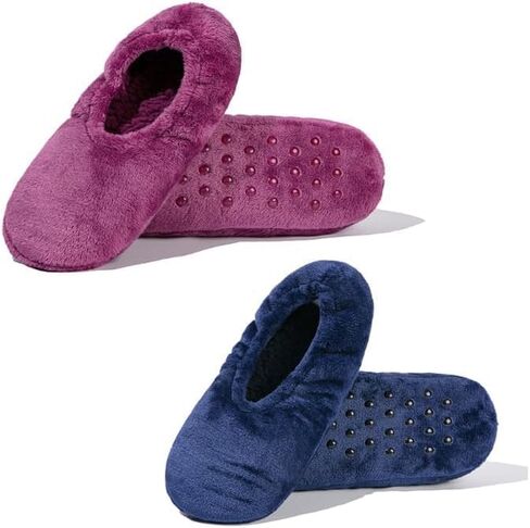 GLENMEARL 2 Pairs Slipper Socks for Women with Grippers, Non Slip Soft Sole Winter Warm Womens Slipper Socks, Fluffy Fuzzy Warm Thick Socks Indoor in Saudi Arabia