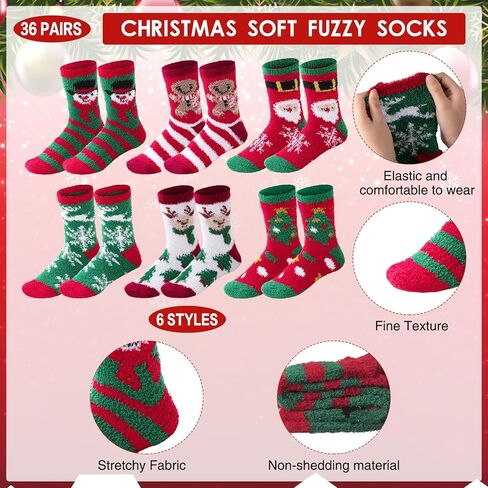 36 Pcs Fuzzy Christmas Cupcake Socks Women DIY Fuzzy Socks with Gift Box and Xmas Cards Holiday Presents in Saudi Arabia
