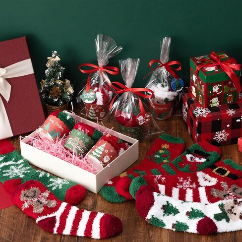 36 Pcs Fuzzy Christmas Cupcake Socks Women DIY Fuzzy Socks with Gift Box and Xmas Cards Holiday Presents in Saudi Arabia
