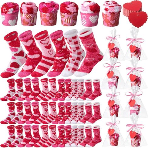 36 Pcs Fuzzy Christmas Cupcake Socks Women DIY Fuzzy Socks with Gift Box and Xmas Cards Holiday Presents in Saudi Arabia