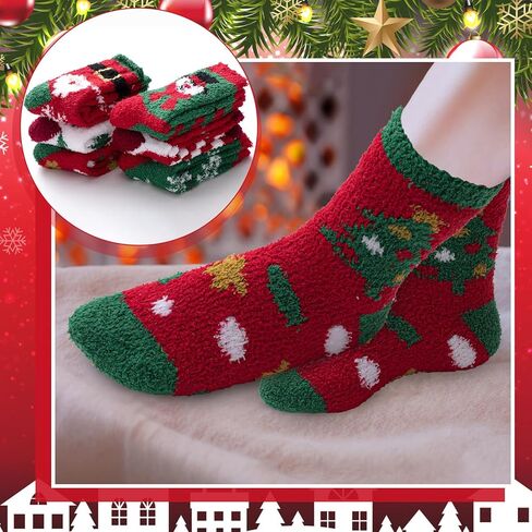 36 Pcs Fuzzy Christmas Cupcake Socks Women DIY Fuzzy Socks with Gift Box and Xmas Cards Holiday Presents in Saudi Arabia