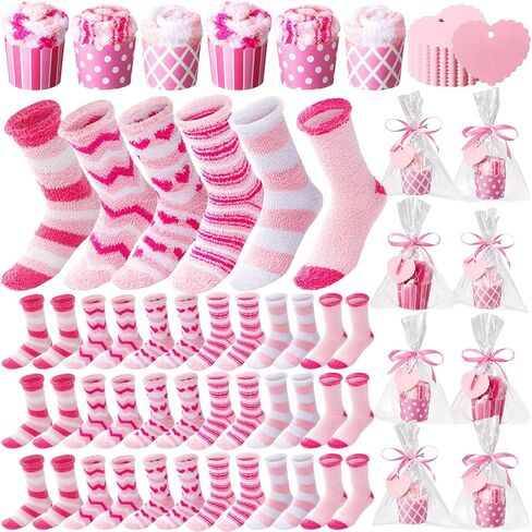 36 Pcs Fuzzy Christmas Cupcake Socks Women DIY Fuzzy Socks with Gift Box and Xmas Cards Holiday Presents in Saudi Arabia