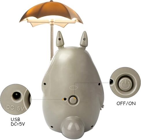 مصباح شخصية للأطفال بمظلة LED ليلاً من Totoro، My Neighbor Cute Stuff Night Light Light USB Charge (White Belly) بهلوان إضافي من Totoro in Kuwait