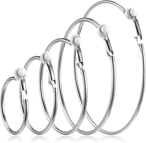 5 Pairs Stainless Steel Clip on Earrings Hoop 5 Sizes 30/40/50/60 /70mm Earrings for Women Thin Lightweight Dangle Set in Saudi Arabia