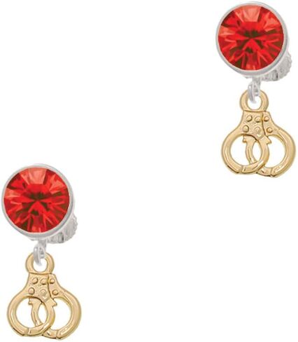 Delight Jewelry Goldtone Mini Handcuffs - Large Crystal Clip on Earrings in Saudi Arabia