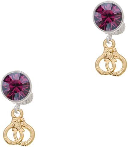 Delight Jewelry Goldtone Mini Handcuffs - Large Crystal Clip on Earrings in Saudi Arabia
