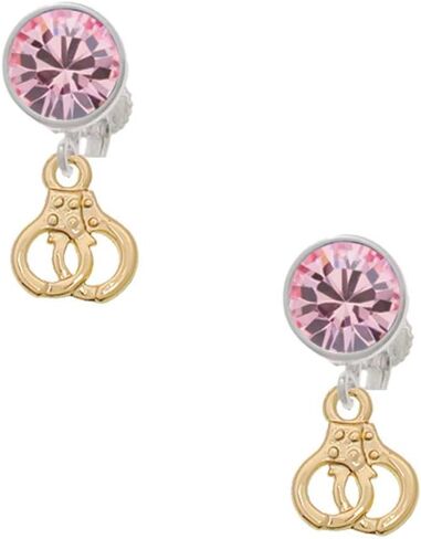Delight Jewelry Goldtone Mini Handcuffs - Large Crystal Clip on Earrings in Saudi Arabia