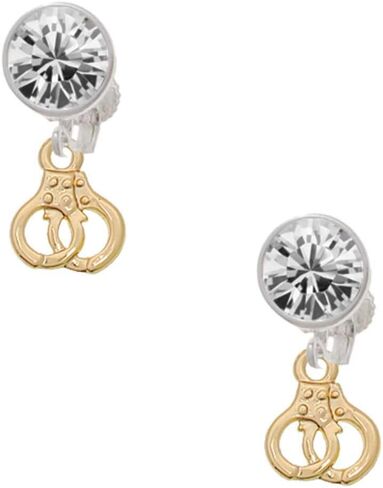 Delight Jewelry Goldtone Mini Handcuffs - Large Crystal Clip on Earrings in Saudi Arabia