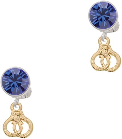 Delight Jewelry Goldtone Mini Handcuffs - Large Crystal Clip on Earrings in Saudi Arabia