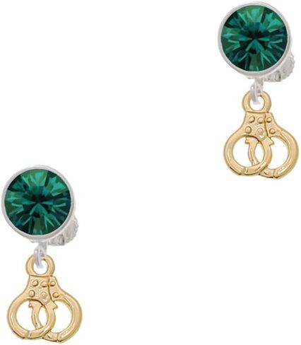 Delight Jewelry Goldtone Mini Handcuffs - Large Crystal Clip on Earrings in Saudi Arabia