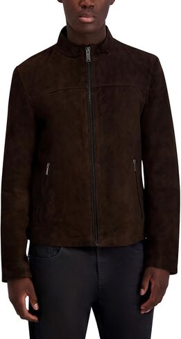 KARL LAGERFELD mens Outerwear Suede Stand Collar Jacket in Saudi Arabia