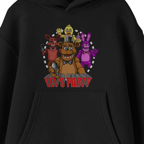 سويت شيرت بغطاء للرأس من Bioworld Five Nights At Freddy's Let's Party متعدد الشخصيات وأكمام طويلة للشباب باللون الأسود in Kuwait