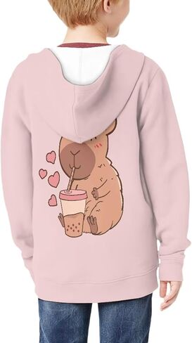 Girls Zip Up Hoodie 3D Printed Hooded Sweatshirt Hoody Coat with Pocket 6-16 Years in Saudi Arabia