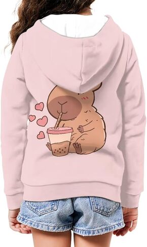 Girls Zip Up Hoodie 3D Printed Hooded Sweatshirt Hoody Coat with Pocket 6-16 Years in Saudi Arabia