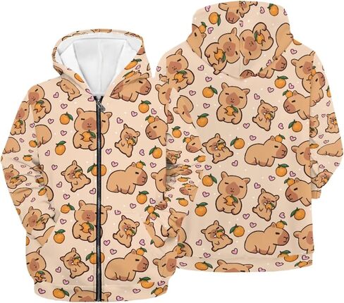 Girls Zip Up Hoodie 3D Printed Hooded Sweatshirt Hoody Coat with Pocket 6-16 Years in Saudi Arabia