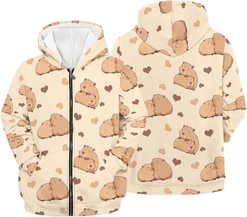 Girls Zip Up Hoodie 3D Printed Hooded Sweatshirt Hoody Coat with Pocket 6-16 Years in Saudi Arabia
