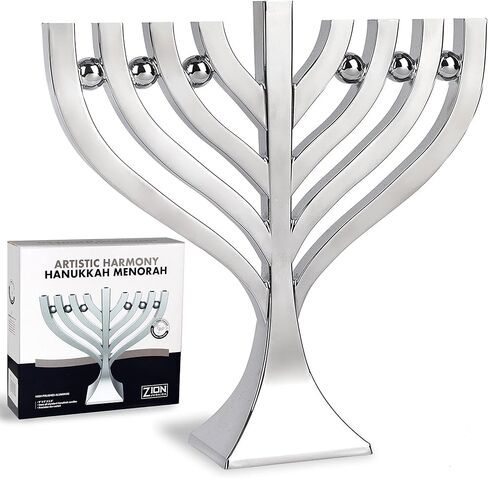 Elegant Harmony Candle Menorah for Hanukkah Precision Die Cast Hanukkiah Body with a High Polish Finish Use with Standard Chanukah Candles - Chanukkah Decorations by Zion Judaica in Saudi Arabia