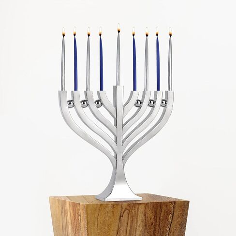 Elegant Harmony Candle Menorah for Hanukkah Precision Die Cast Hanukkiah Body with a High Polish Finish Use with Standard Chanukah Candles - Chanukkah Decorations by Zion Judaica in Saudi Arabia