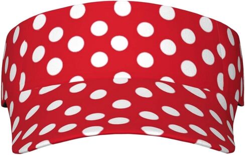 Red Black White Polka Dot Sun Sports Visor Men Women Polka Dots One Size Adjustable Cap& Hat in Saudi Arabia