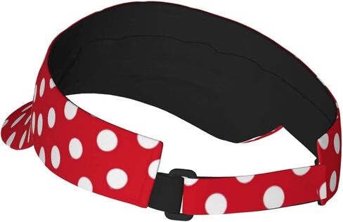 Red Black White Polka Dot Sun Sports Visor Men Women Polka Dots One Size Adjustable Cap& Hat in Saudi Arabia