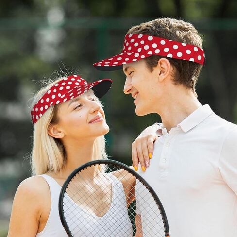 Red Black White Polka Dot Sun Sports Visor Men Women Polka Dots One Size Adjustable Cap& Hat in Saudi Arabia