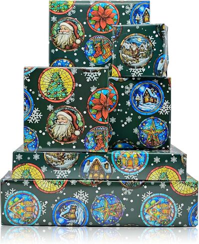 ورق تغليف عيد الميلاد من Vnaaem للنساء والرجال والأولاد والأطفال والبنات سانتا كلوز وحصان هدية للعطلات الغربية والاحتفال بحفلات الشتاء - 20 × 28 بوصة 6 أوراق مطوية in Kuwait