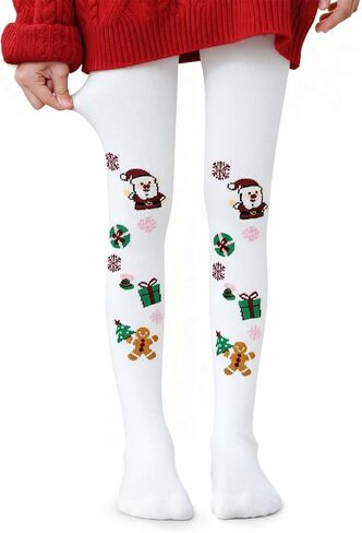 Zando Christmas Tights for Girls 4-8 Years - Ultra Soft Seamless Girls Christmas Stocking for Winter Parties Daily in Saudi Arabia