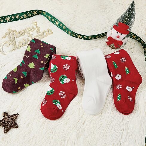 Zando Christmas Tights for Girls 4-8 Years - Ultra Soft Seamless Girls Christmas Stocking for Winter Parties Daily in Saudi Arabia