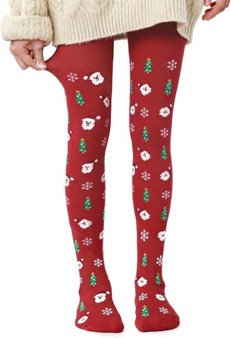 Zando Christmas Tights for Girls 4-8 Years - Ultra Soft Seamless Girls Christmas Stocking for Winter Parties Daily in Saudi Arabia