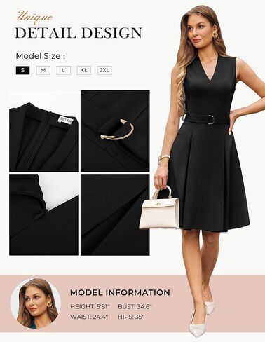 GRACE KARIN Work Dresses for Women 2026 V Neck Fit and Flare Midi Dresses Office Business Dress with Belt and Pockets in Saudi Arabia