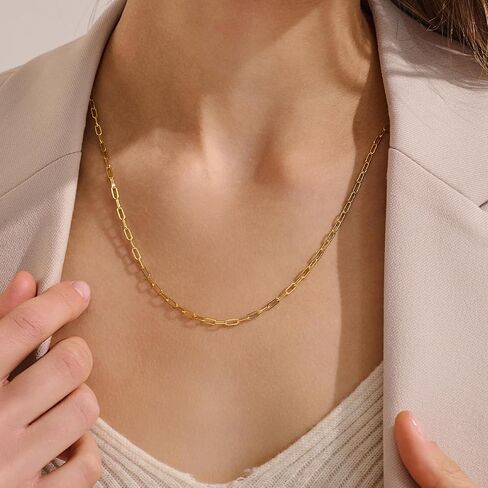 14K Gold Chain Necklaces 2.5mm Paperclip Chains for Women Trendy Non-tarnish Necklace Unisex Gold Jewelry Gifts Sweat Proof and Fade Resistant Lifetime Quality（18-24Inches） in Kuwait