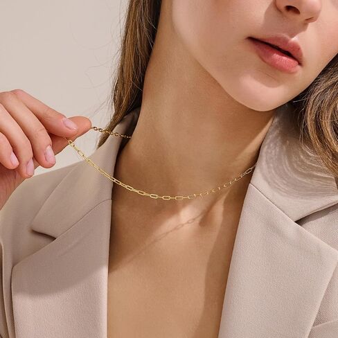 14K Gold Chain Necklaces 2.5mm Paperclip Chains for Women Trendy Non-tarnish Necklace Unisex Gold Jewelry Gifts Sweat Proof and Fade Resistant Lifetime Quality（18-24Inches） in Kuwait