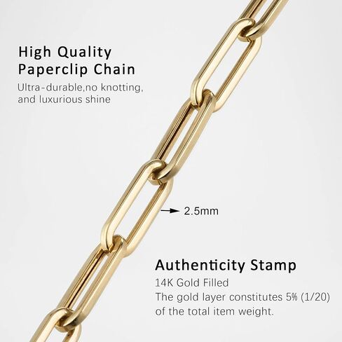 14K Gold Chain Necklaces 2.5mm Paperclip Chains for Women Trendy Non-tarnish Necklace Unisex Gold Jewelry Gifts Sweat Proof and Fade Resistant Lifetime Quality（18-24Inches） in Kuwait