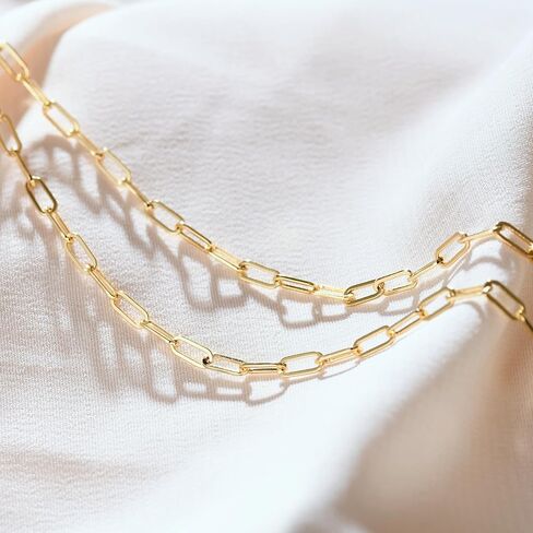14K Gold Chain Necklaces 2.5mm Paperclip Chains for Women Trendy Non-tarnish Necklace Unisex Gold Jewelry Gifts Sweat Proof and Fade Resistant Lifetime Quality（18-24Inches） in Kuwait