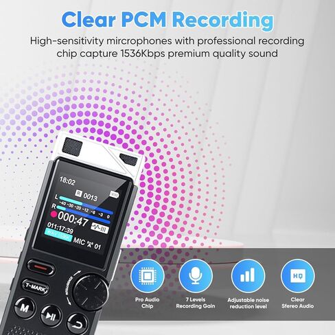 264GB High Capacity Digital Voice Recorder, Voice Activated Recorder for Lectures Meetings, Up to18000 Hours, MP3 Player, Voice Recorder with Playback in Saudi Arabia