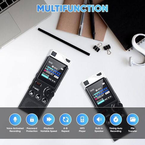 264GB High Capacity Digital Voice Recorder, Voice Activated Recorder for Lectures Meetings, Up to18000 Hours, MP3 Player, Voice Recorder with Playback in Saudi Arabia