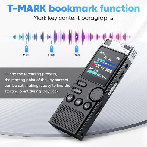 264GB High Capacity Digital Voice Recorder, Voice Activated Recorder for Lectures Meetings, Up to18000 Hours, MP3 Player, Voice Recorder with Playback in Saudi Arabia