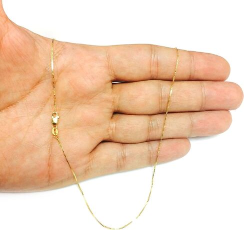 Jewelry Affairs 14k Yellow Solid Gold Mirror Box Chain Necklace, 0.7mm in Saudi Arabia