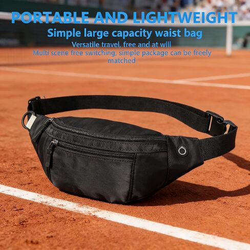 10PCS Crossbody Fanny Pack Large Capacity Waist Bag with 4-Zipper Pockets Adjustable Strap Fanny Packs Waterproof Oxford Cloth Travel Belt Bag for Outdoor Shopping Travel Men Women,Black in Saudi Arabia