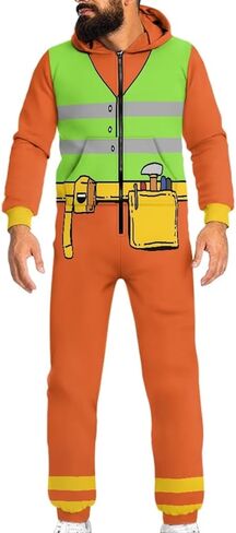 Adults One-Piece Sleepwear Half Zipper Onesie Pjs Novelty Long Sleeves Drawstring Homewear with Pockects in Saudi Arabia