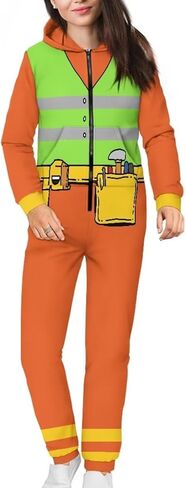 Adults One-Piece Sleepwear Half Zipper Onesie Pjs Novelty Long Sleeves Drawstring Homewear with Pockects in Saudi Arabia