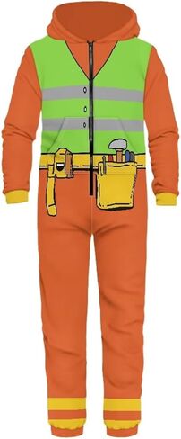 Adults One-Piece Sleepwear Half Zipper Onesie Pjs Novelty Long Sleeves Drawstring Homewear with Pockects in Saudi Arabia