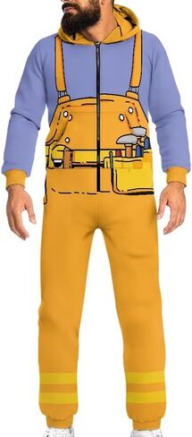 Adults One-Piece Sleepwear Half Zipper Onesie Pjs Novelty Long Sleeves Drawstring Homewear with Pockects in Saudi Arabia