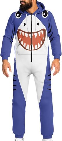 Adults One-Piece Sleepwear Half Zipper Onesie Pjs Novelty Long Sleeves Drawstring Homewear with Pockects in Saudi Arabia