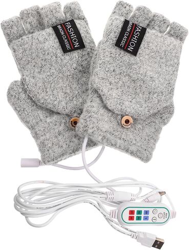 1 Pair USB Heating Gloves Warm Gloves for Outdoor USB Heated Mittens Heated Half Finger Gloves Mittens Fingerless Gloves USB Heated Gloves Fingerless to Weave Miss Knitting in Saudi Arabia