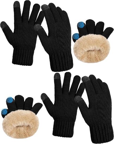 Shihanee 2 Pairs Winter Fleece Lined Gloves for Men Warm Thick Gloves with Touchscreen for Cold Weather Thermal Supplies in Saudi Arabia