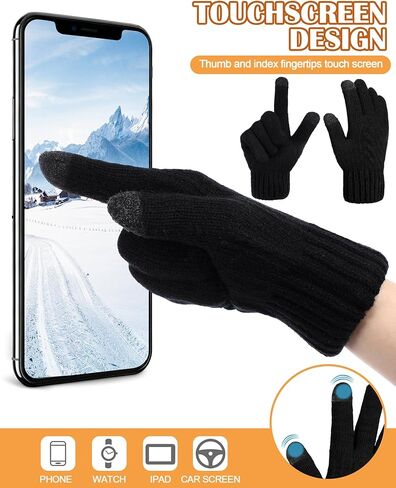 Shihanee 2 Pairs Winter Fleece Lined Gloves for Men Warm Thick Gloves with Touchscreen for Cold Weather Thermal Supplies in Saudi Arabia