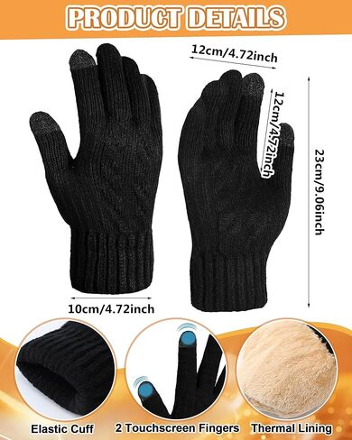 Shihanee 2 Pairs Winter Fleece Lined Gloves for Men Warm Thick Gloves with Touchscreen for Cold Weather Thermal Supplies in Saudi Arabia